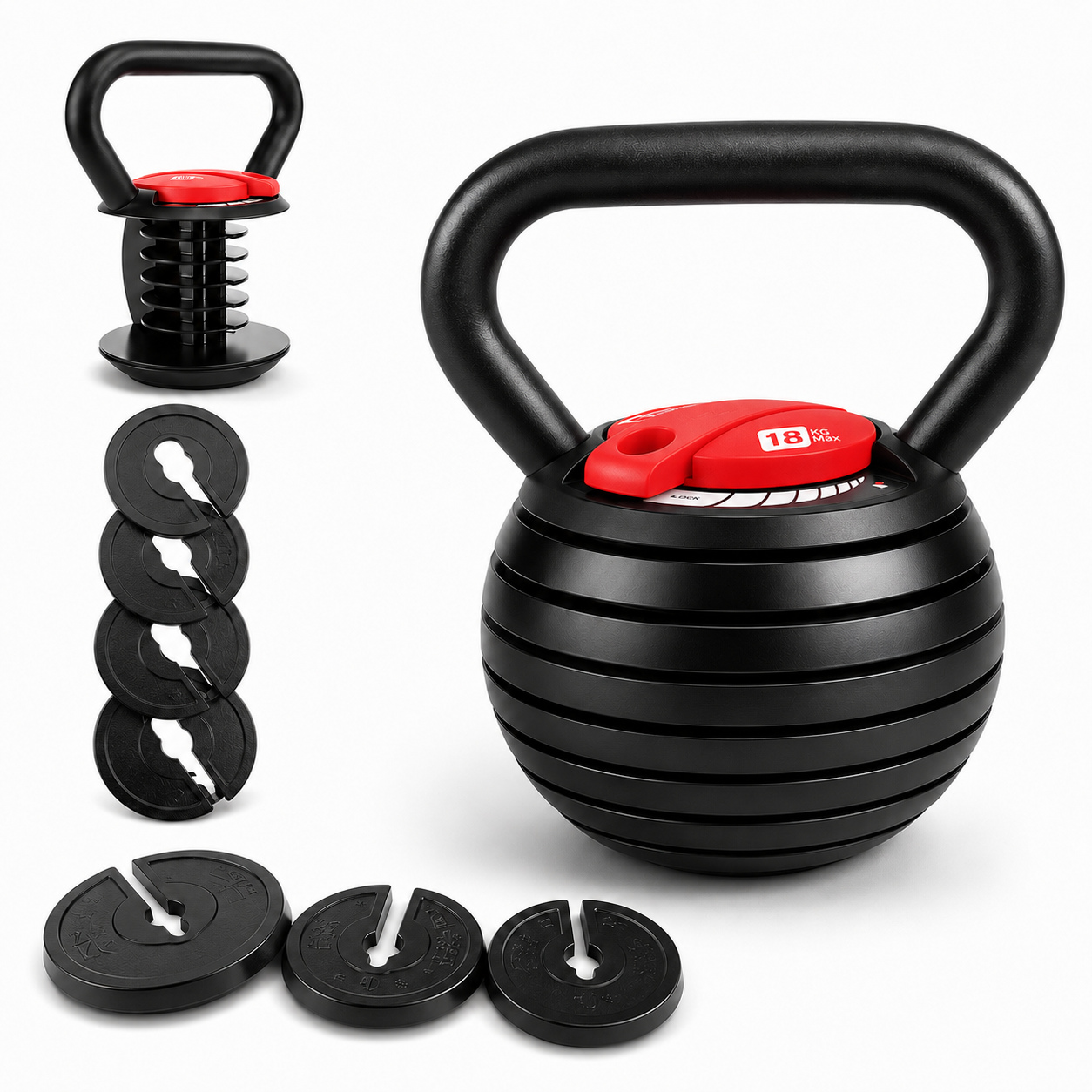 Justerbar Kettlebell 18 kg – 27 vægtindstillinger